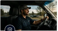 Professional fleet driver operating a vehicle